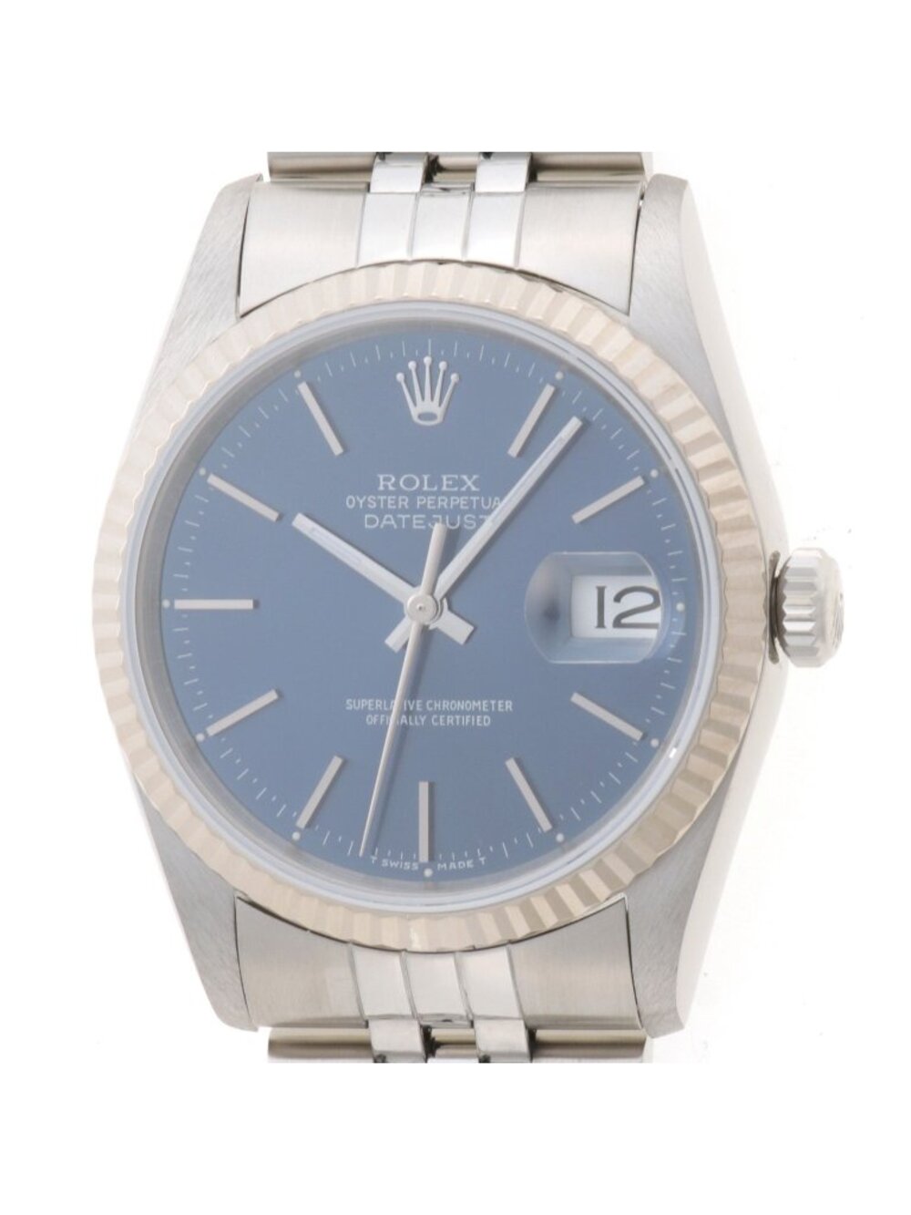 Rolex Datejust 36 Watch Stainless Steel 18k White Gold Blue Dial Automatic